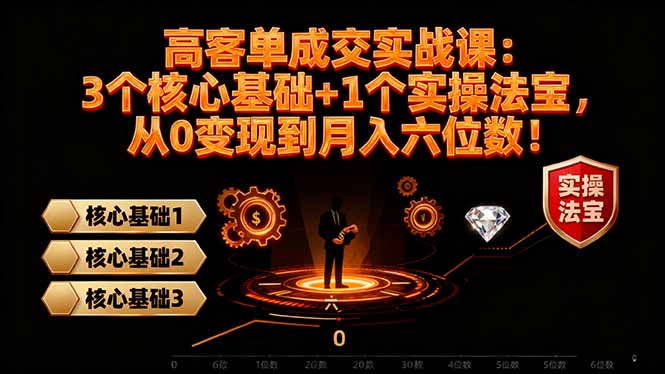 高 客单成交实战课：3个核心基础+1个实操法宝，从0变现到月入六位数！-摇钱树